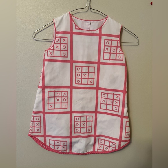The Beaufort Bonnet Company Other - The Beaufort Bonnet Pink and White Sleeveless Dress with Tic-Tac-Toe Design